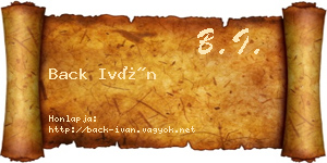 Back Iván névjegykártya